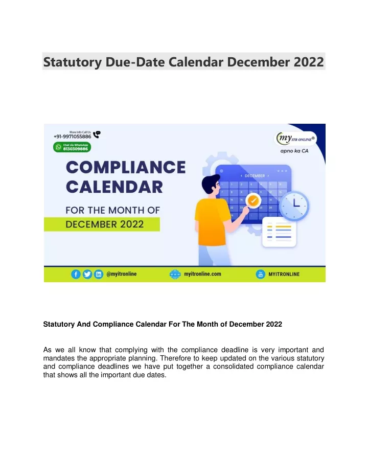 Ppt Statutory Due Date Compliance Calendar For December 2022 Powerpoint Presentation Id 0244