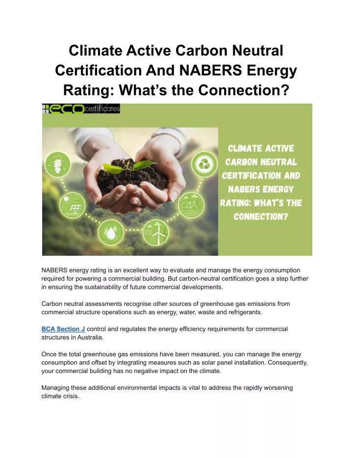 PPT - Climate Active Carbon Neutral Certification And NABERS Energy ...