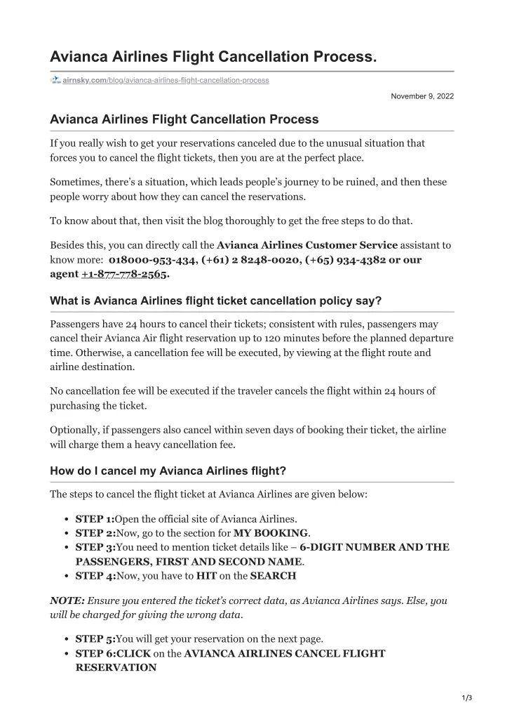 avianca airlines travel waiver