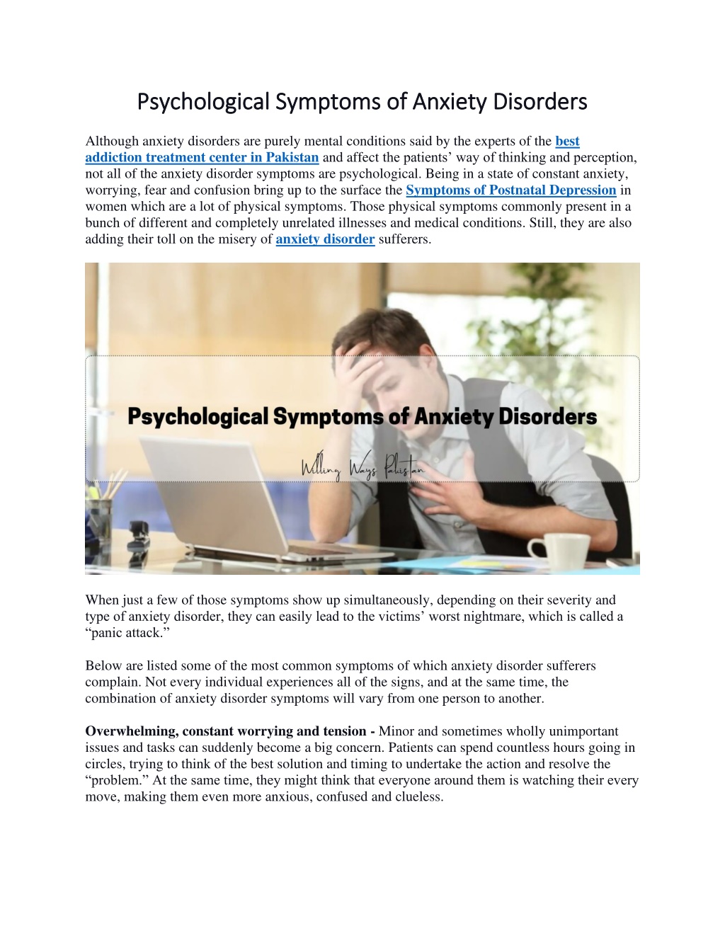 PPT - Psychological Symptoms of Anxiety Disorders PowerPoint ...