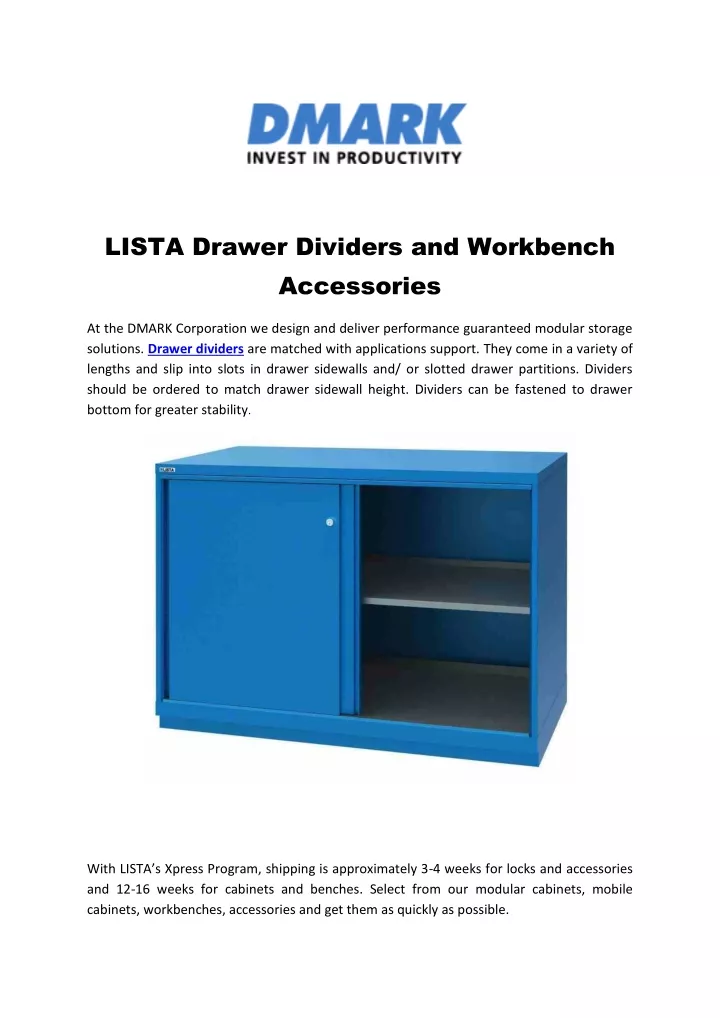 PPT LISTA Drawer Dividers and Workbench Accessories PowerPoint