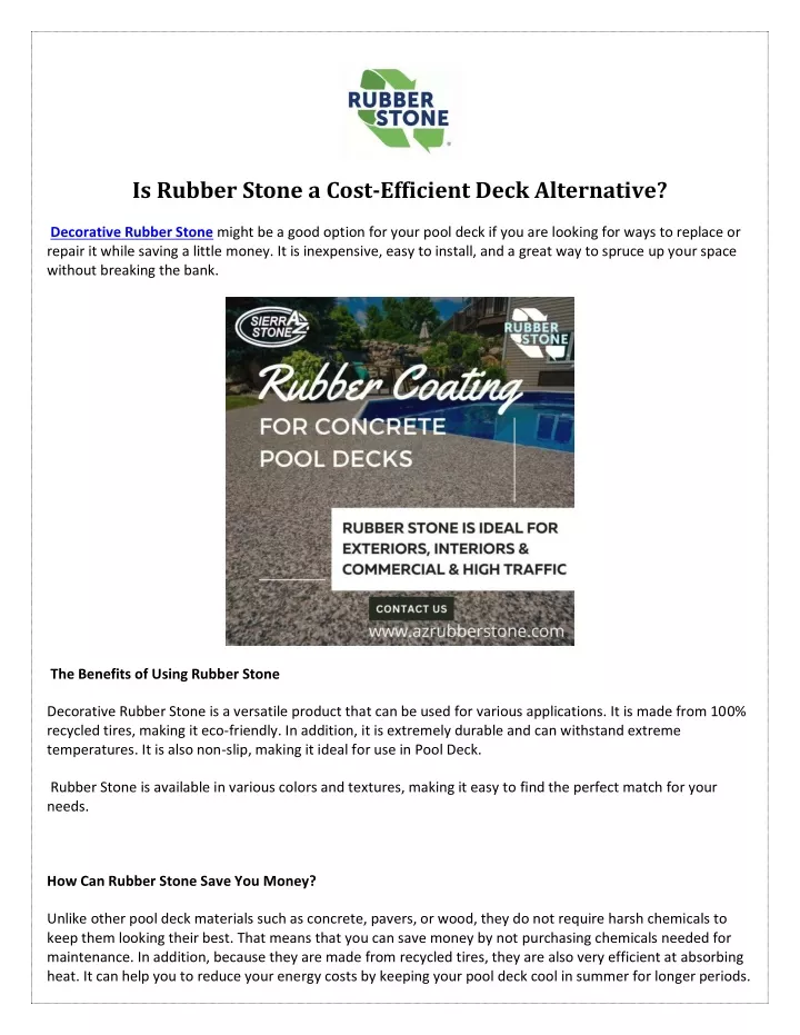 PPT Is Rubber Stone a CostEfficient Deck Alternative PowerPoint