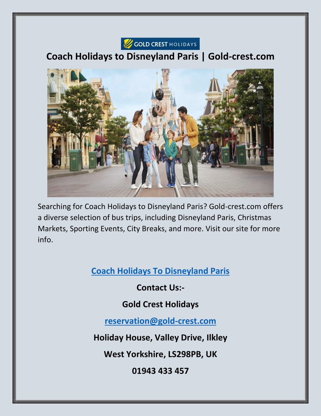 PPT Coach Holidays to Disneyland Paris PowerPoint