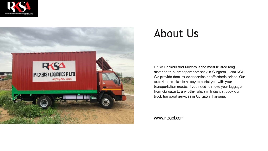 PPT Truck Transport Service in Gurgaon, Haryana RKSA Packers
