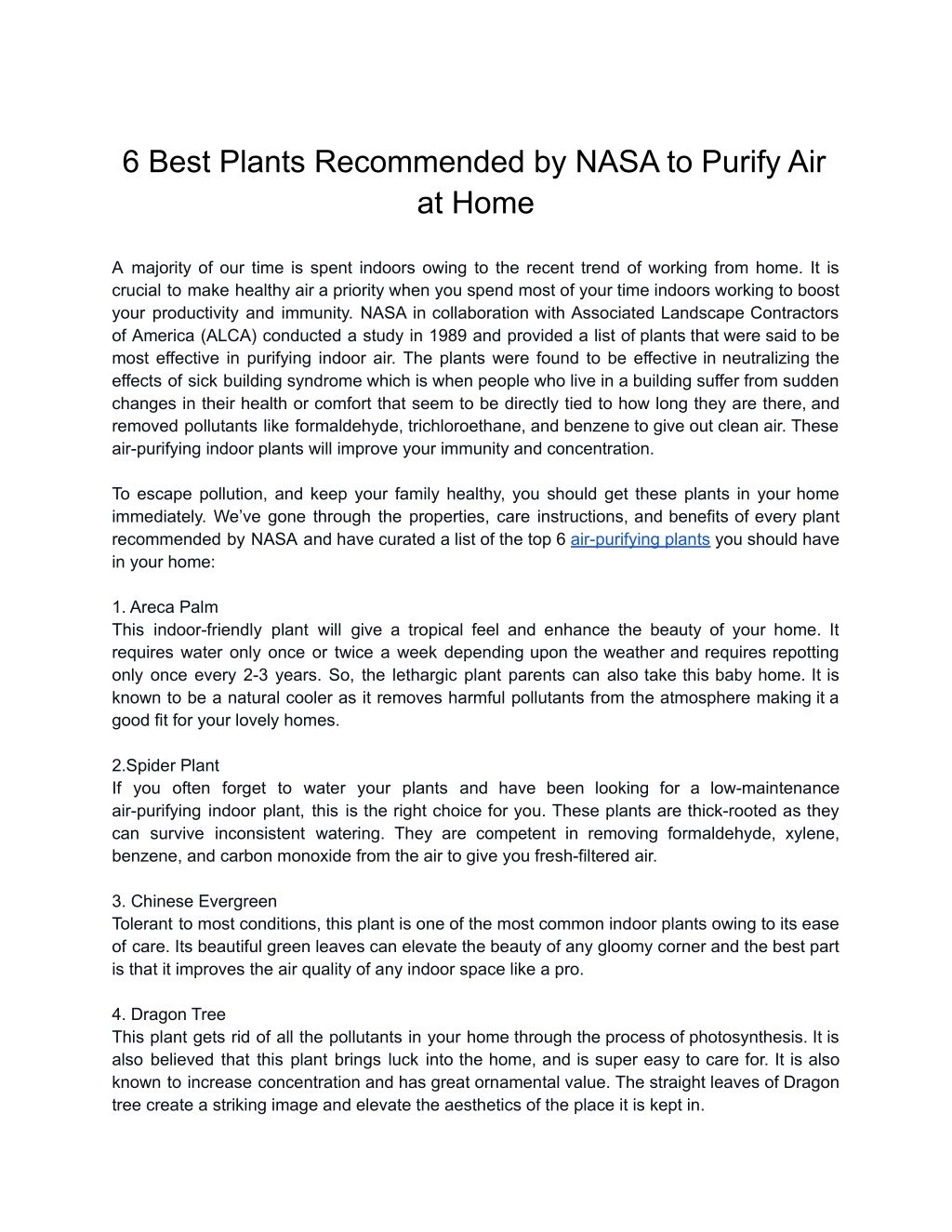 PPT - 6 Best Plants Recommended By NASA To Purify Air At Home ...