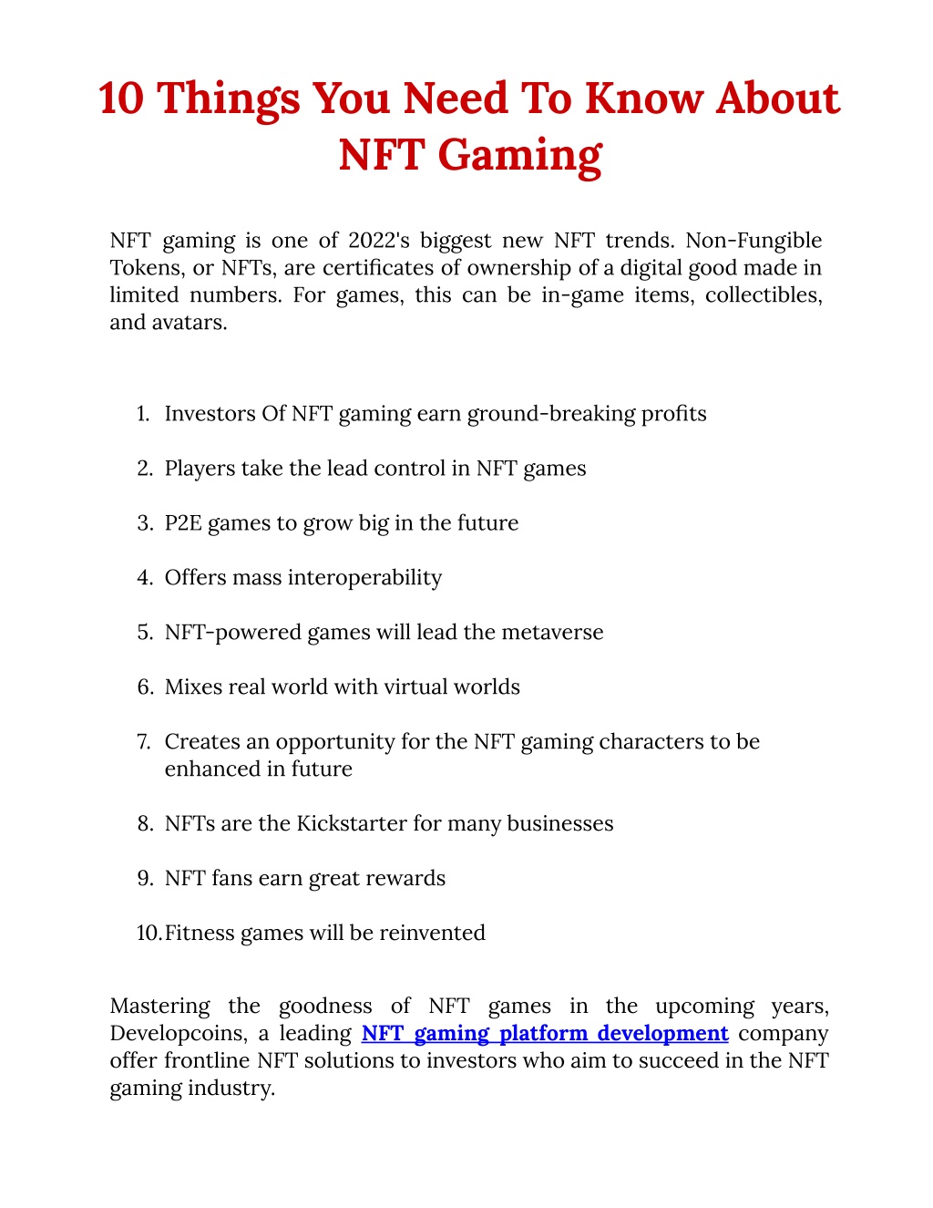PPT - 10 Things You Need To Know About NFT Gaming PowerPoint ...