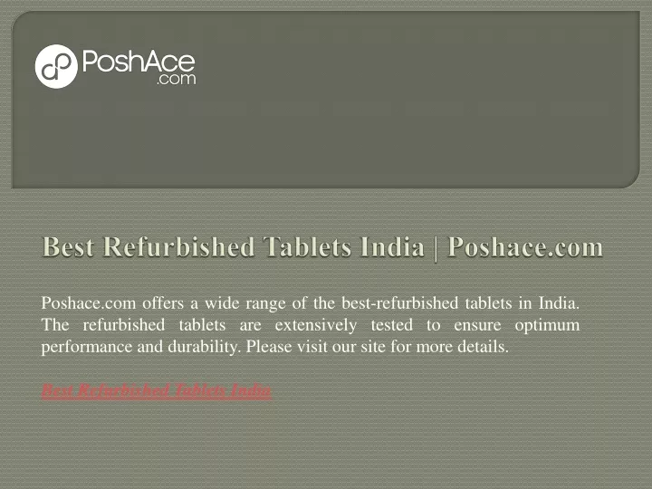 PPT Best Refurbished Tablets India PowerPoint