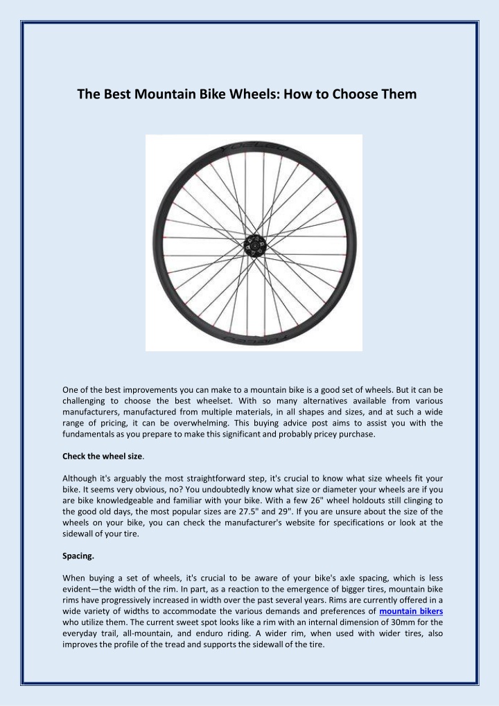 types of mountain bike wheels