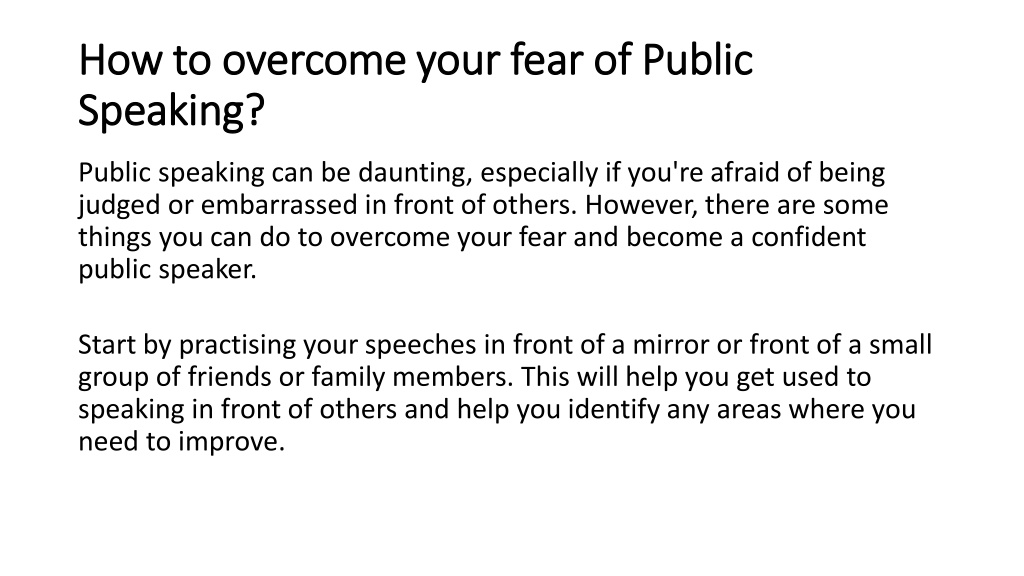 Ppt How To Overcome The Fear Of Public Speaking Powerpoint