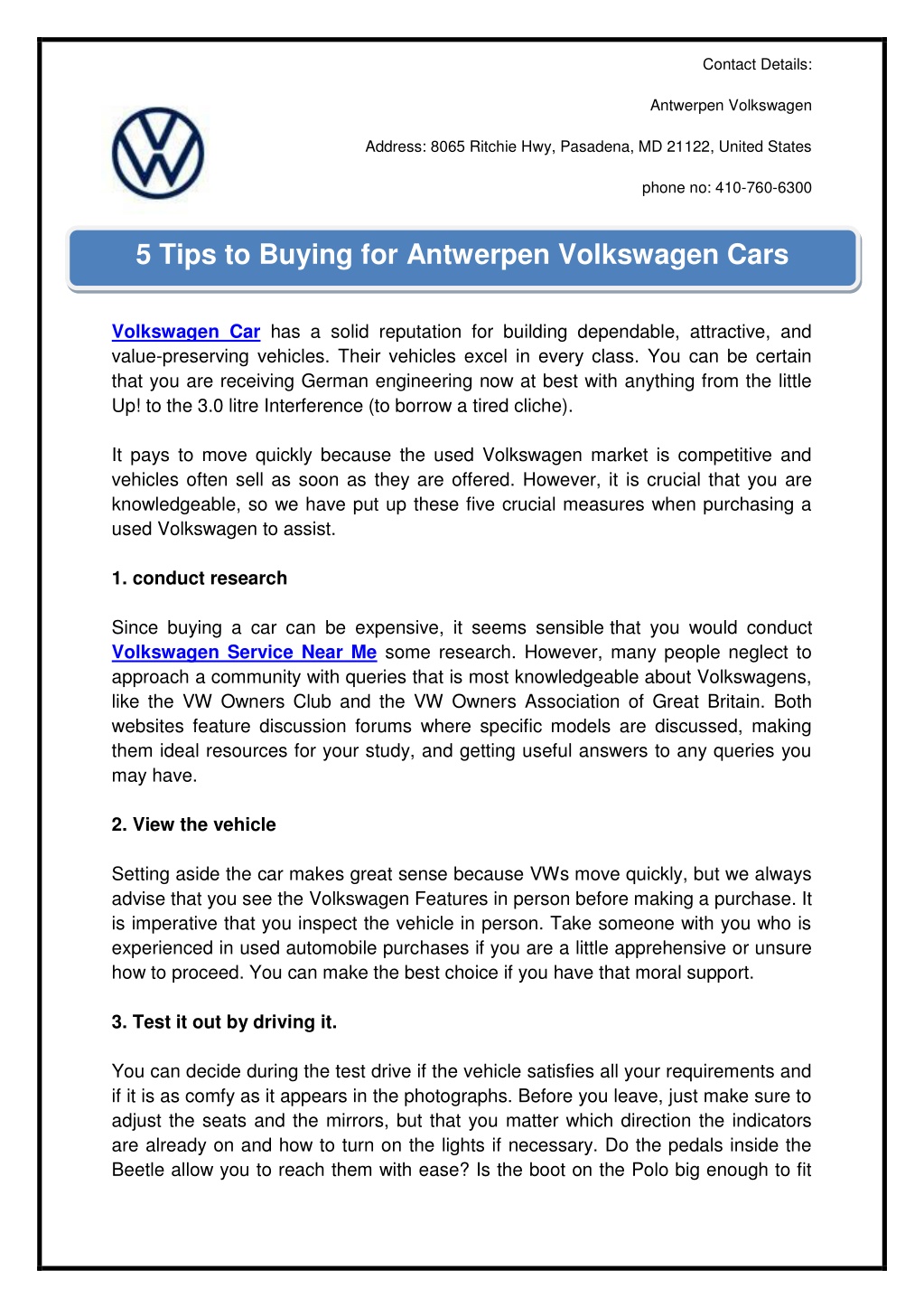 PPT 5 Tips to Buying for Antwerpen Volkswagen Cars PowerPoint