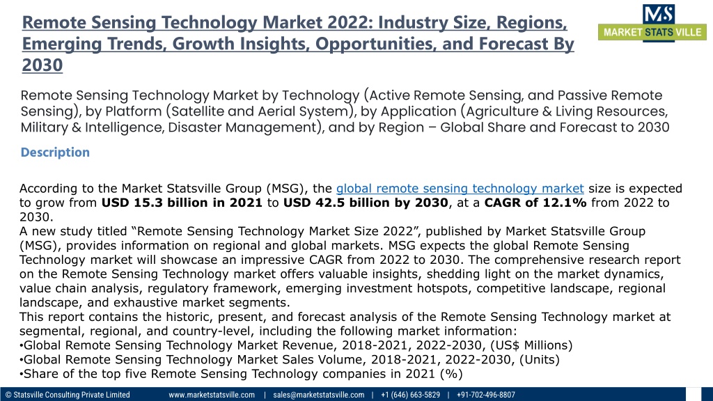 PPT - Remote Sensing Technology Market to Reach US$ 42.5 billion by ...