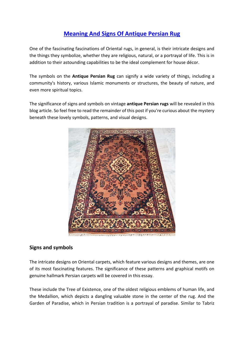 Ppt Meaning And Signs Of Antique Persian Rug Powerpoint Presentation