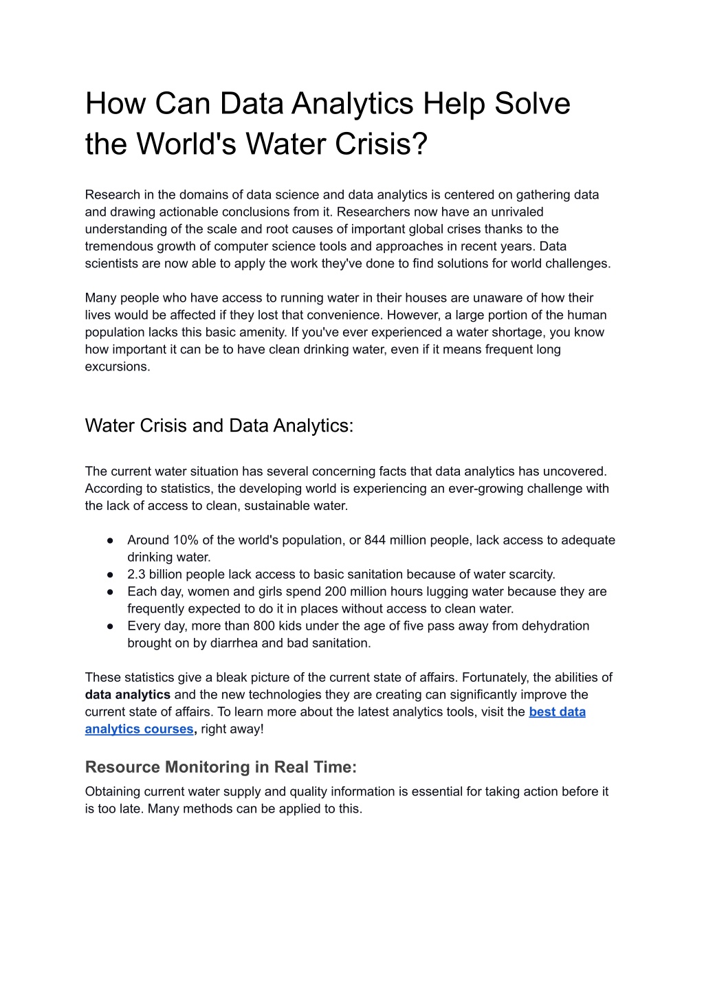 water crisis research papers