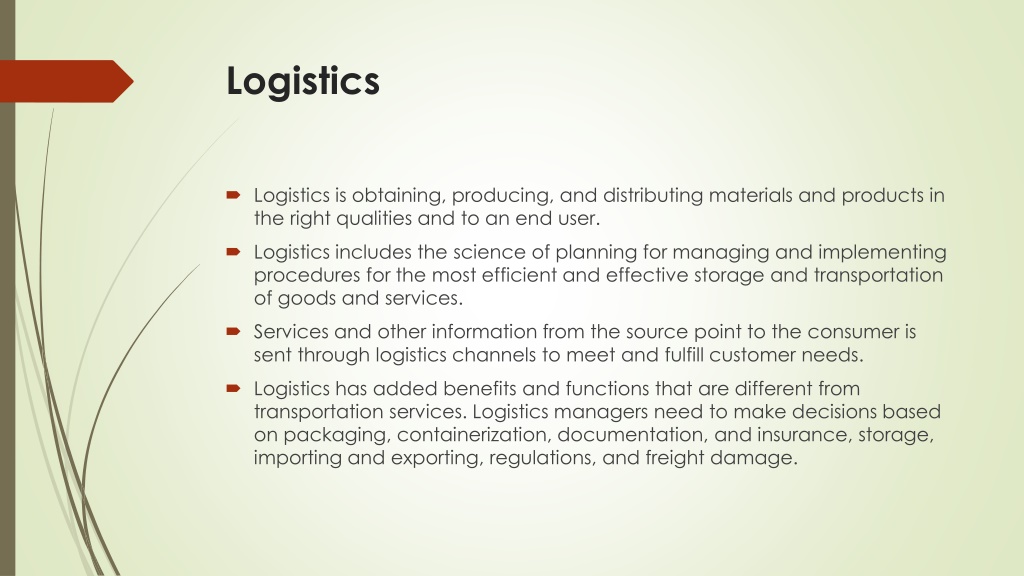 PPT - WHAT IS THE DIFFERENCE BETWEEN TRANSPORTATION AND LOGISTICS ...