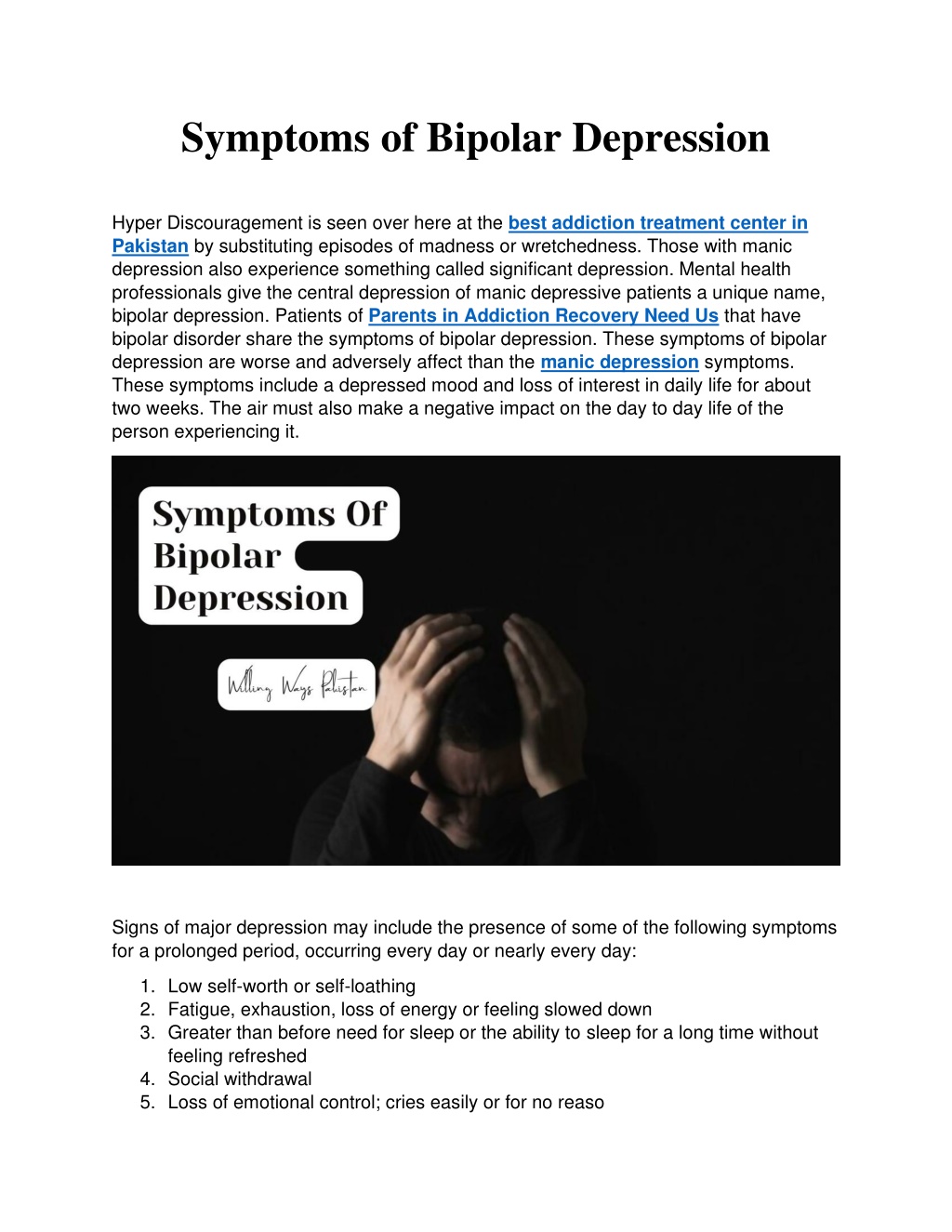 clinical presentation of bipolar depression