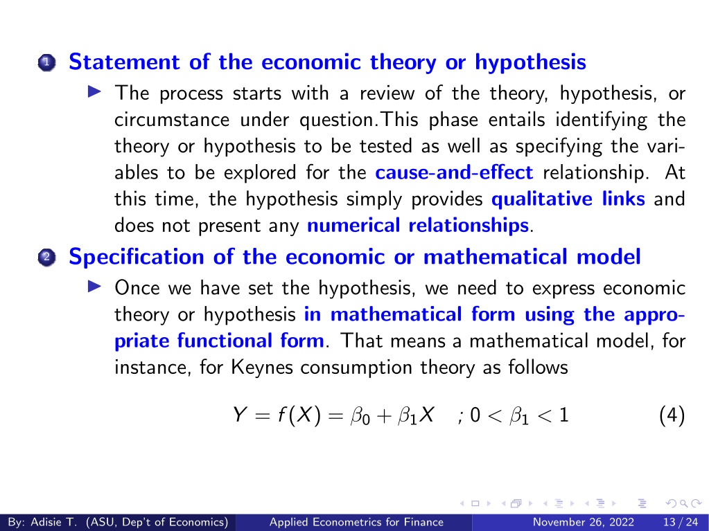 hypothesis in economic terms