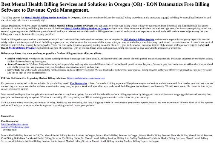 PPT Mental Health Billing Services In Oregon PowerPoint Presentation   Best Mental Health Billing Services And Solutions N 