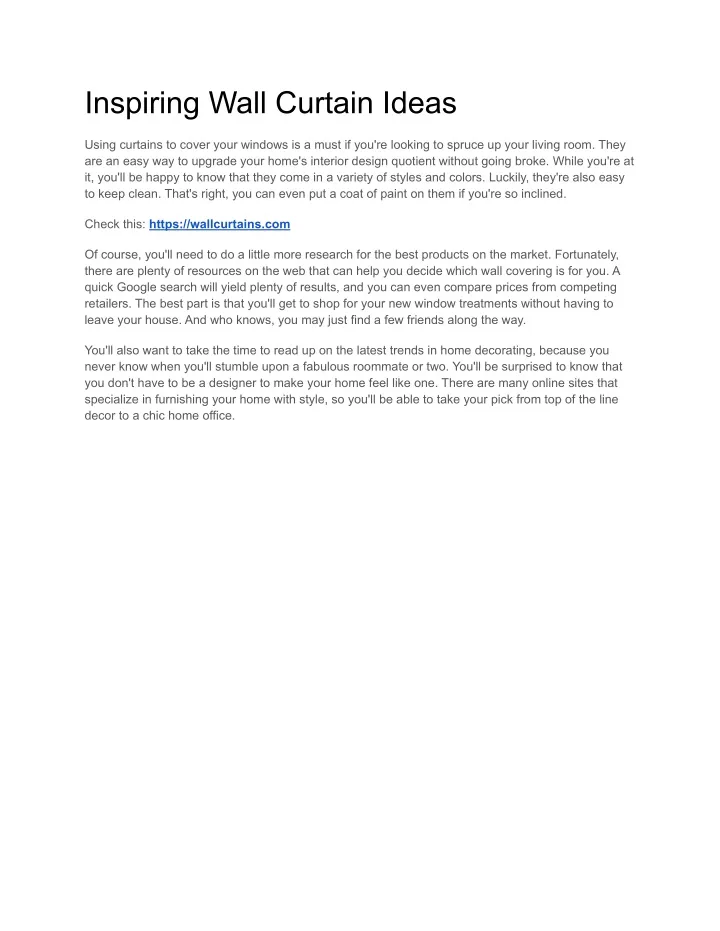 PPT - Inspiring Wall Curtain Ideas PowerPoint Presentation, free ...