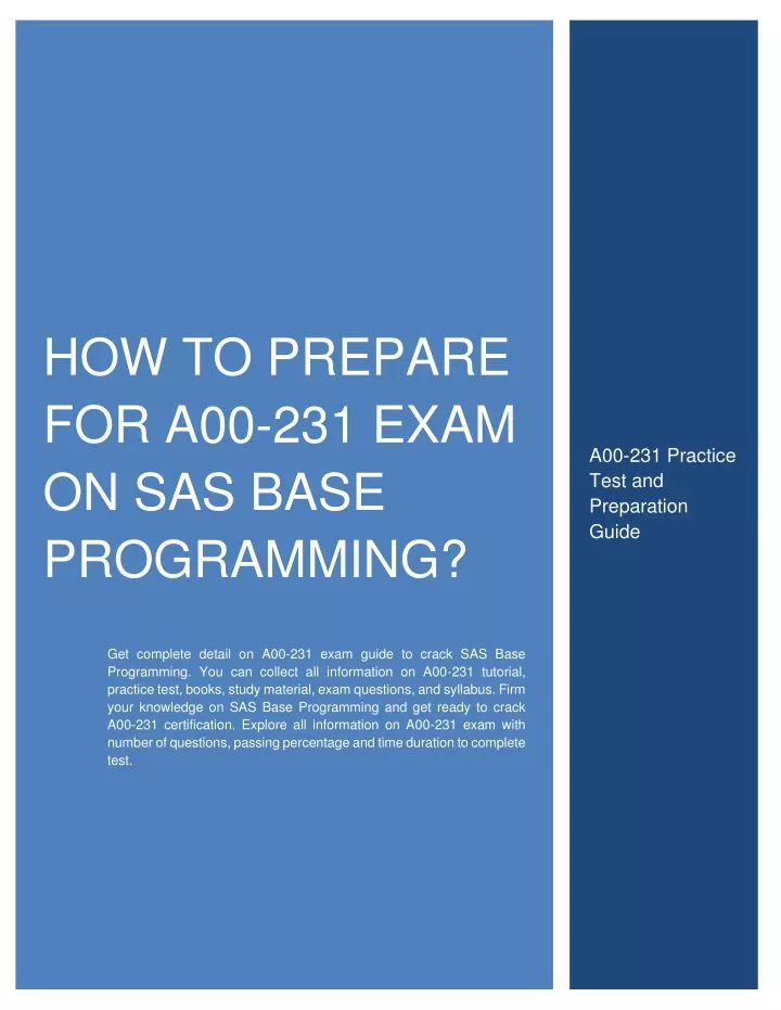 PPT - How to Prepare for A00-231 exam on SAS Base Programming Sns-Brigh10