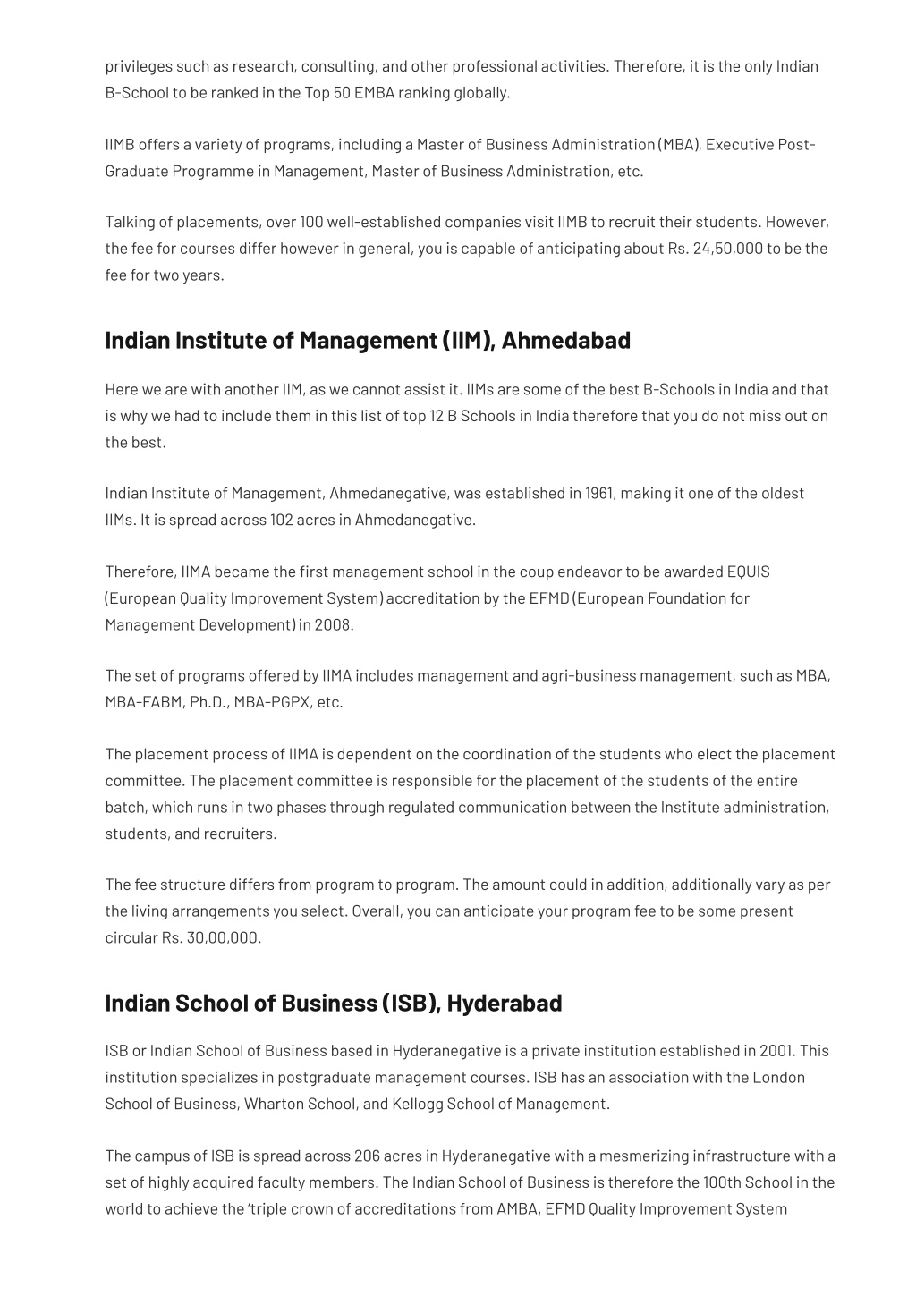 Ppt Top 12 B Schools In India Fees Placements Eligibility