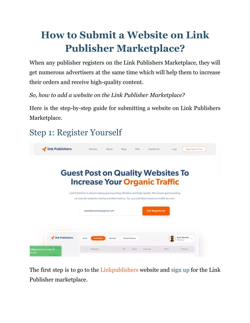 PPT - How To Submit A Website On Link Publisher Marketplace? PowerPoint ...