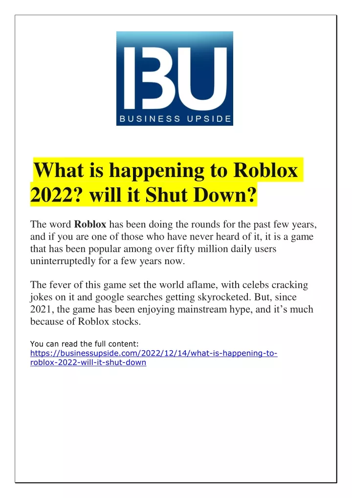 PPT What is happening to Roblox 2022 will it Shut Down (1) PowerPoint