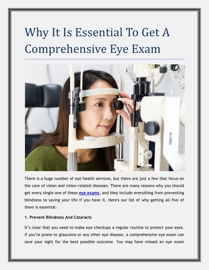 PPT - Why It Is Essential To Get A Comprehensive Eye Exam PowerPoint ...