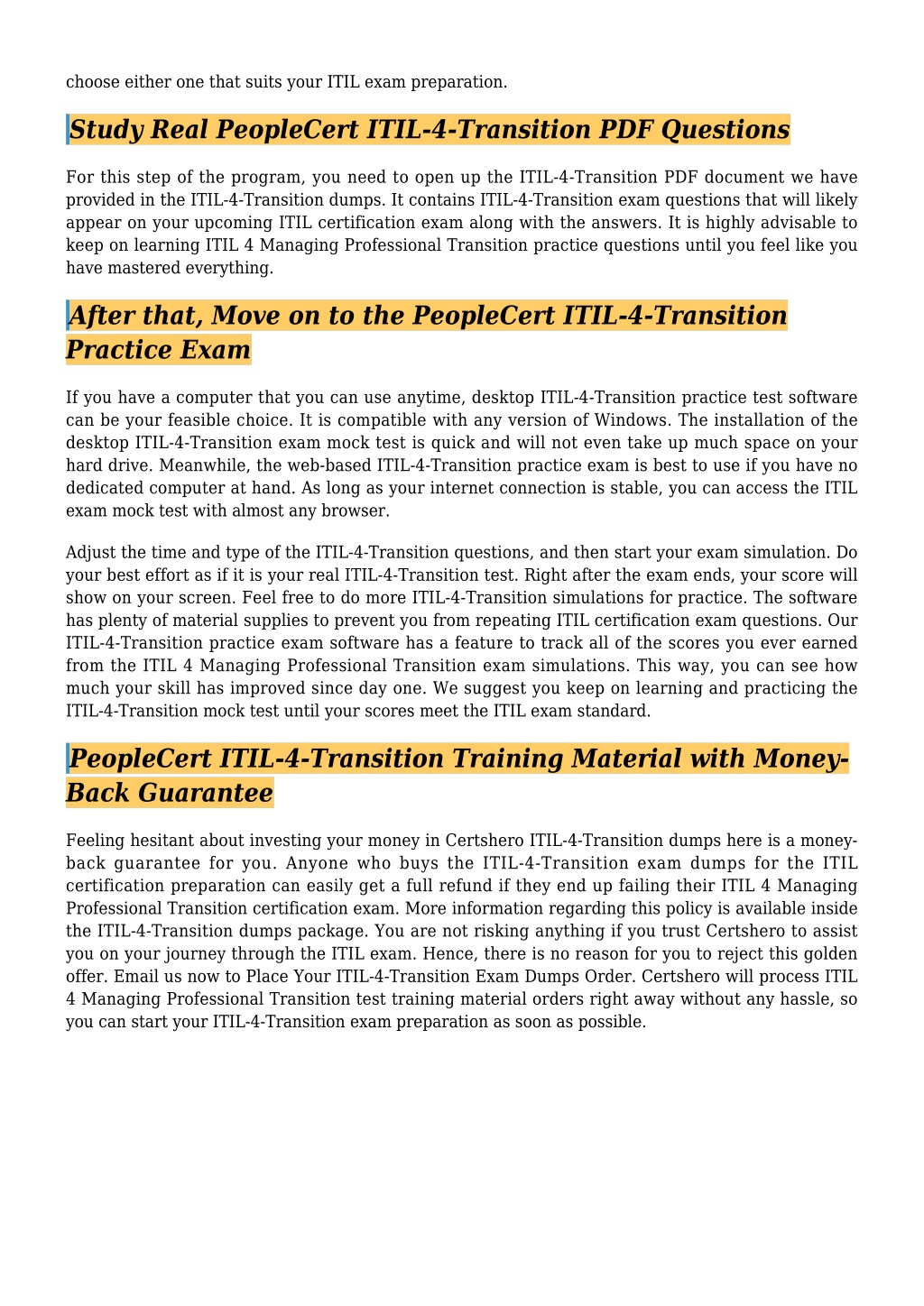 Exam ITIL-4-Transition Prep