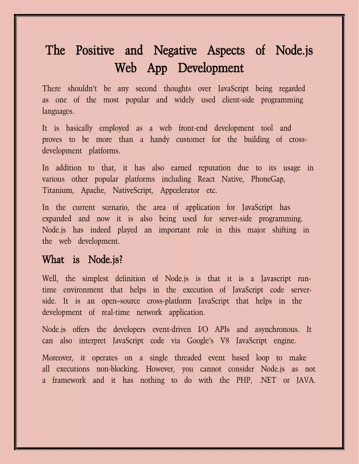 ppt-the-positive-and-negative-aspects-of-node-js-web-app-development-powerpoint-presentation