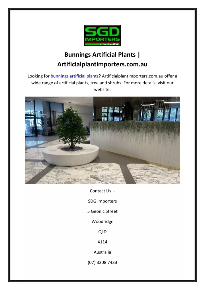 PPT Bunnings Artificial Plants