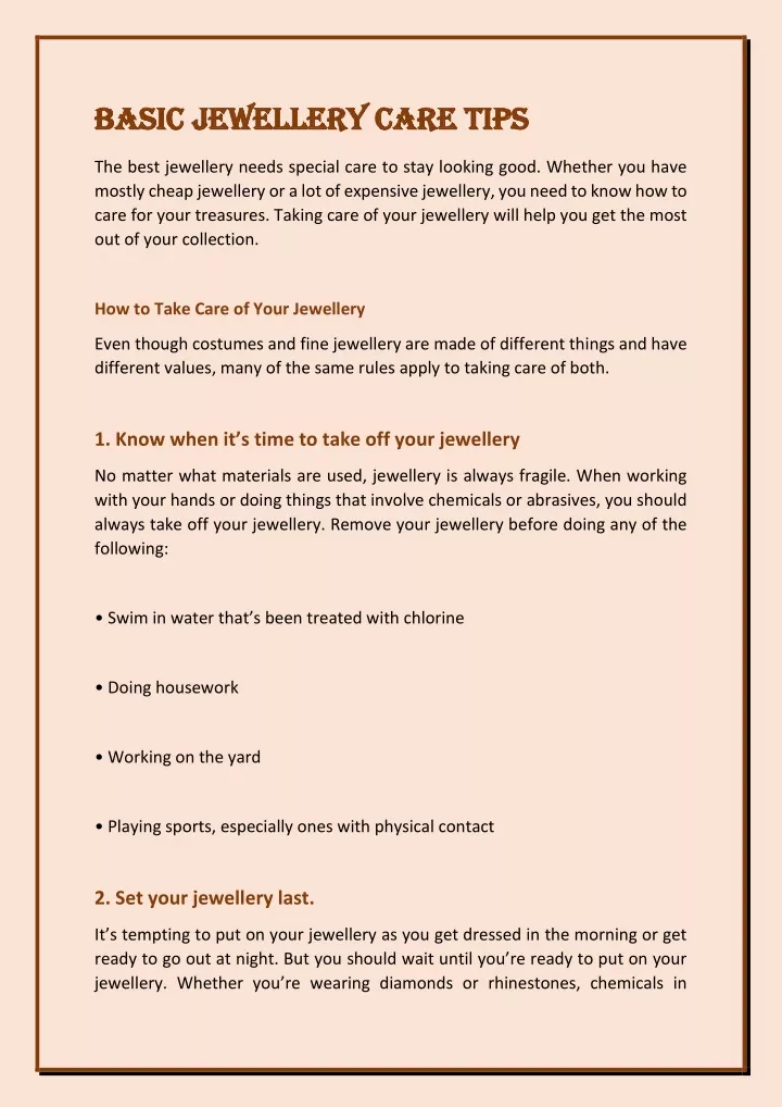 PPT Basic Jewellery Care Tips PowerPoint Presentation, free download ID11827547