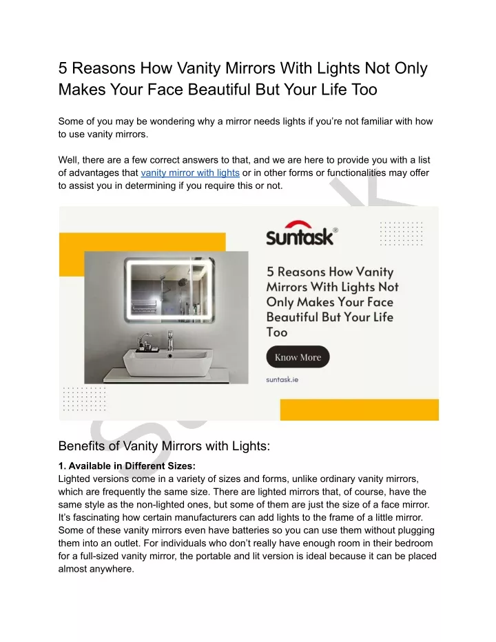 Ppt 5 reasons how vanity mirrors with lights not only makes your face