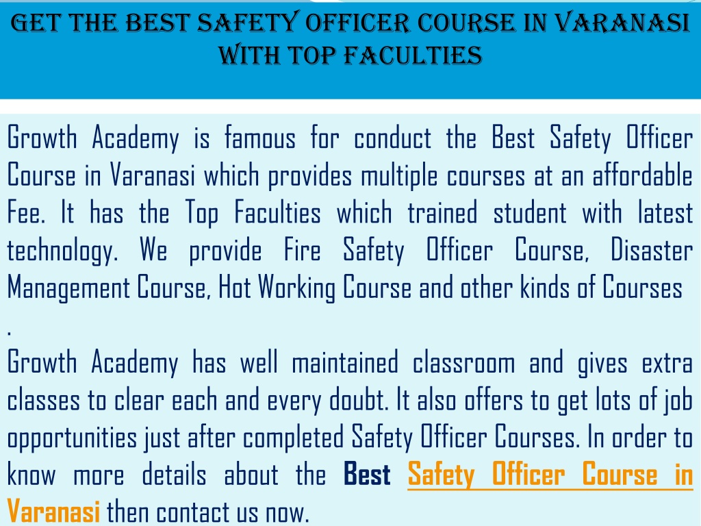 Ppt Get The Best Safety Officer Course In Varanasi With Top Faculties Powerpoint Presentation 