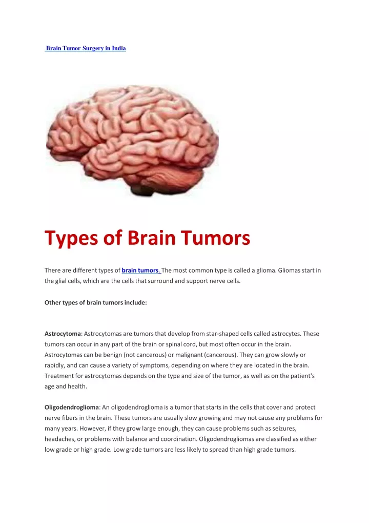 PPT - Types of Brain Tumors | Brain Tumor Surgery in India PowerPoint ...