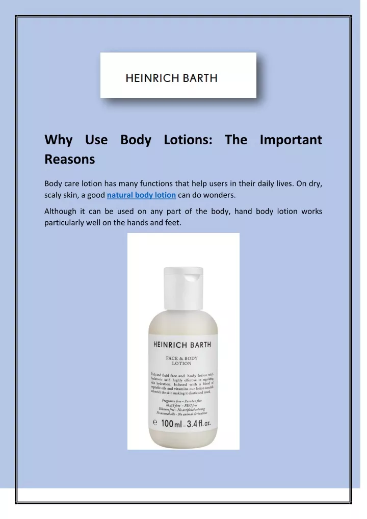 PPT Why Use Body Lotions The Important Reasons PowerPoint Presentation ID11831114