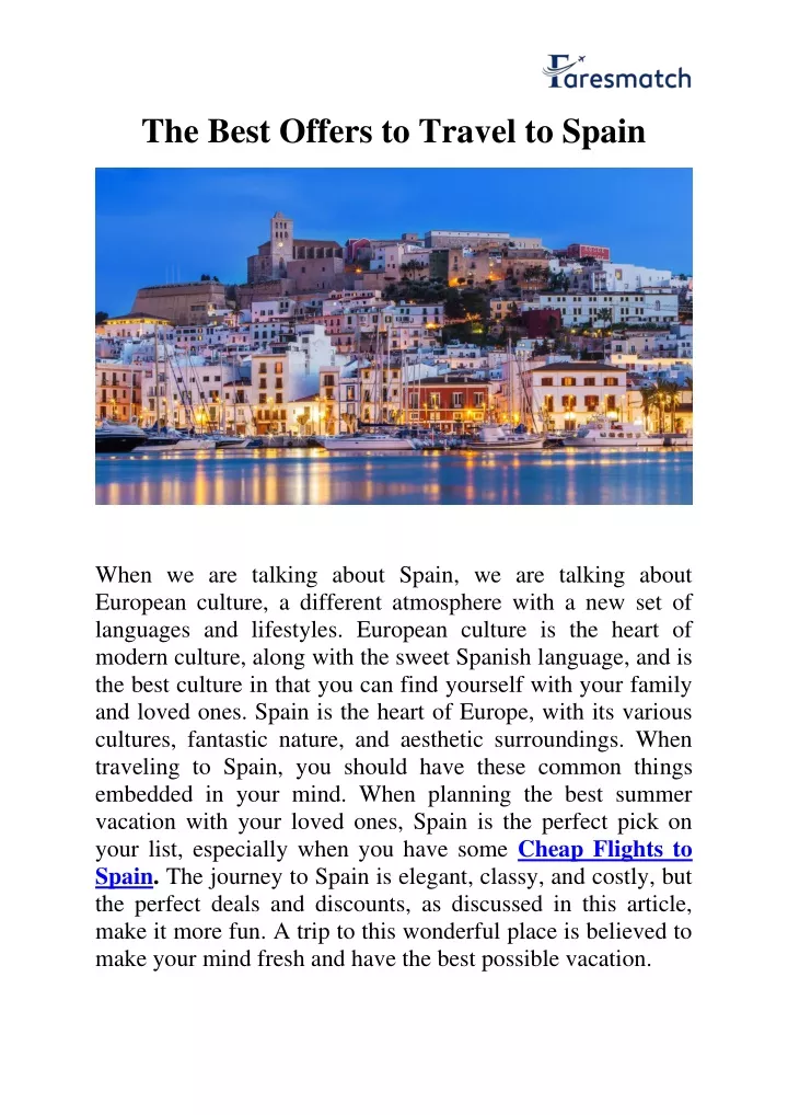 the best offers to travel to spain n.