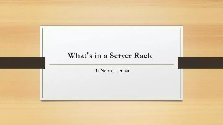 PPT - What's in a Server Rack PowerPoint Presentation, free download ...