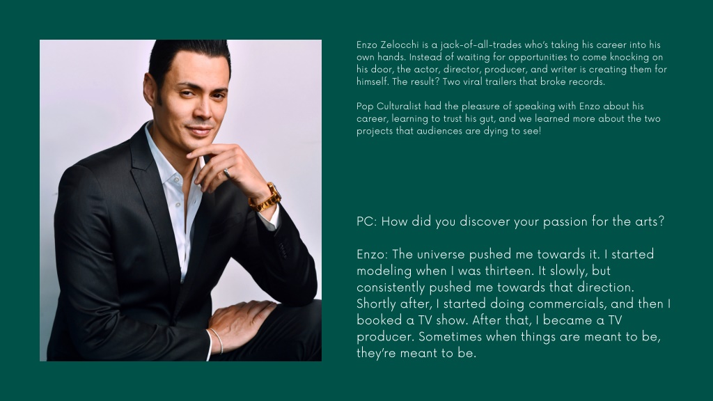 Ppt Exclusive Interview Pop Culturalist Talks To Enzo Zelocchi