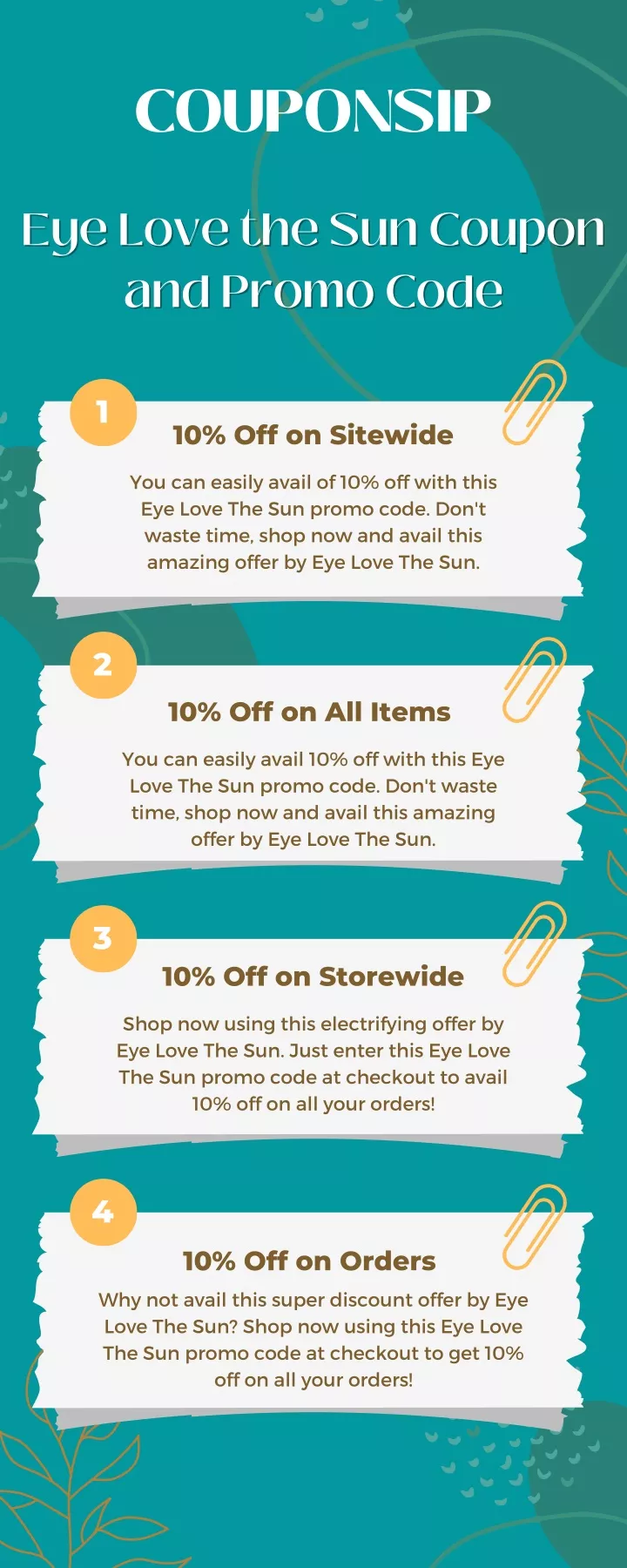 PPT Biggest Discounts on Eye Love the Sun Coupon and Promo Code