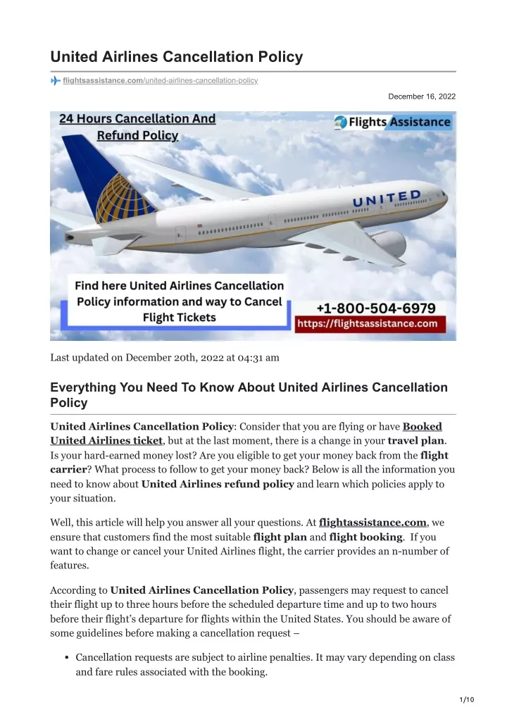PPT United Airlines Cancellation Policy PowerPoint Presentation, free