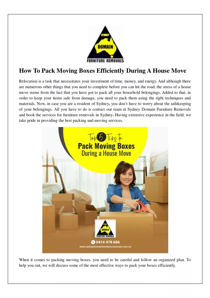 PPT - How To Pack Moving Boxes Efficiently During A House Move