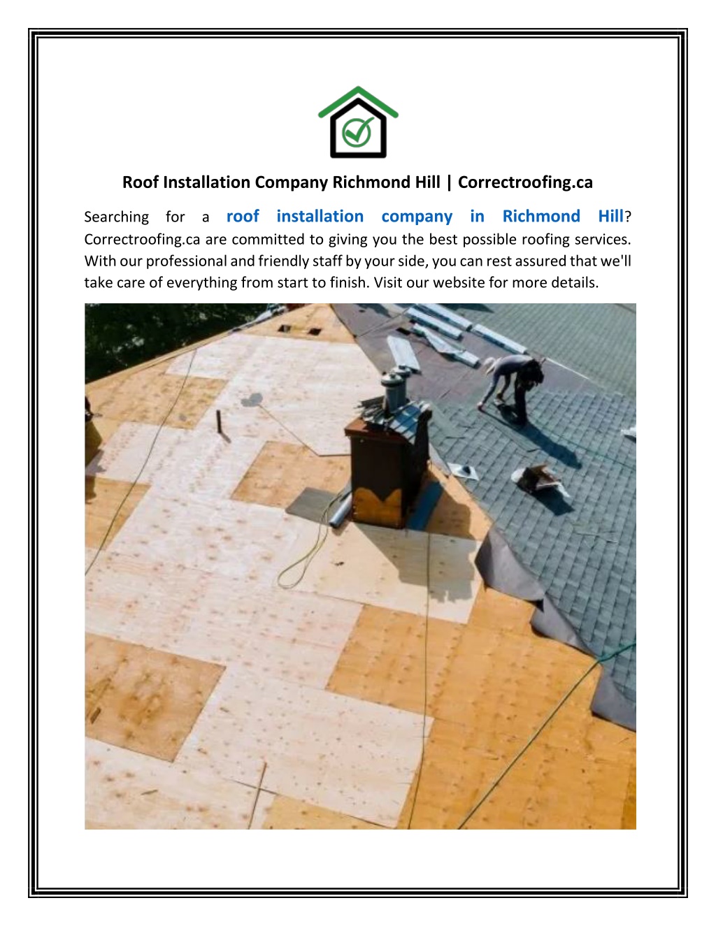 PPT Roof Installation Company Richmond Hill Correctroofing.ca