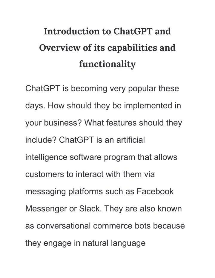 introduction to chatgpt presentation