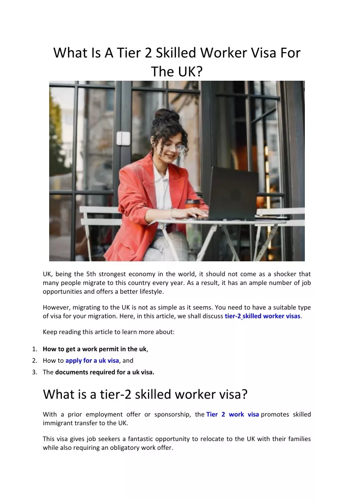 What Is A Tier 2 Skilled Worker Visa