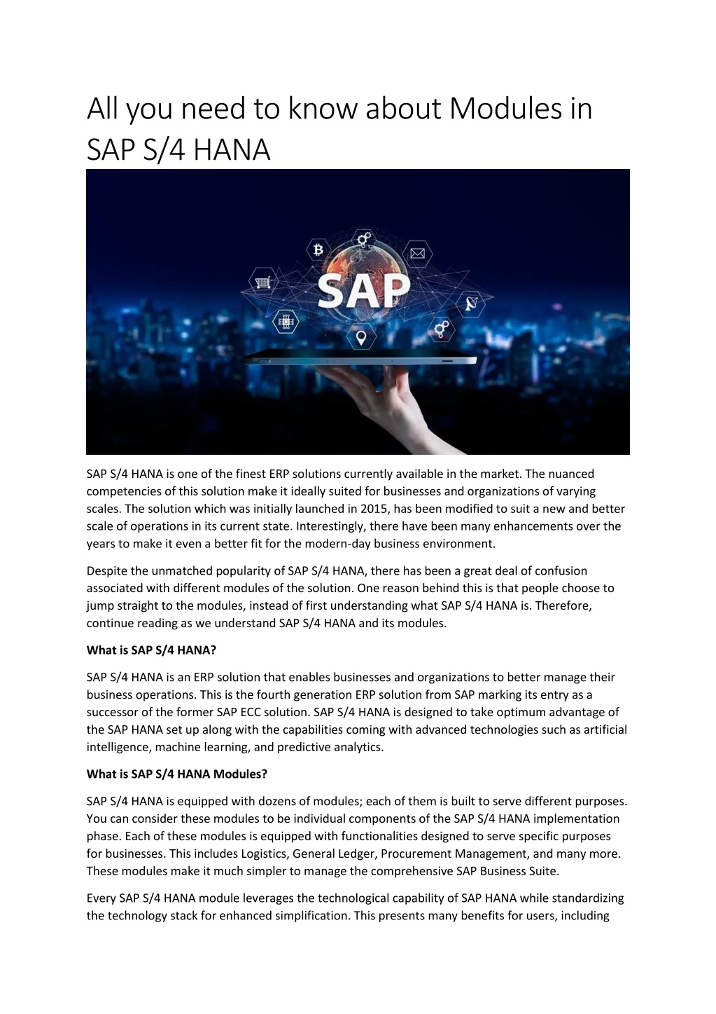 PPT - All you need to know about Modules in SAP S4 HANA PowerPoint ...