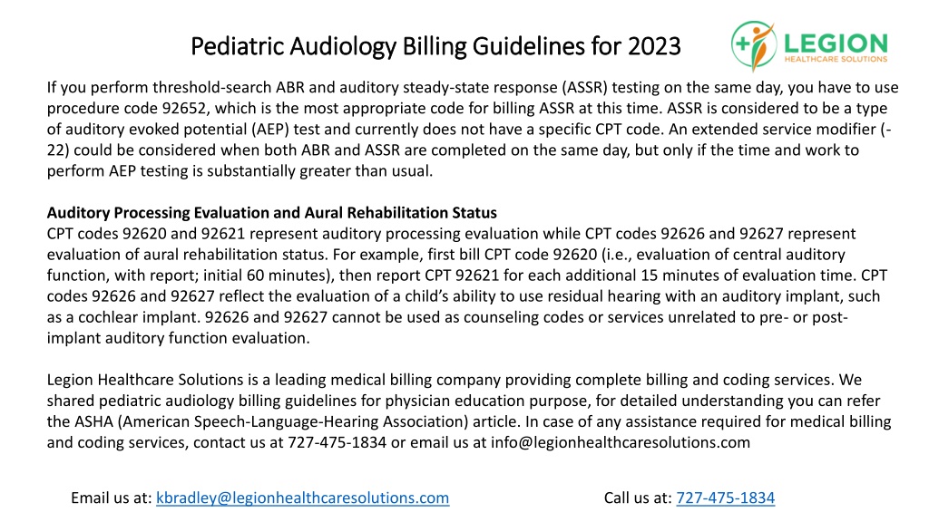 PPT Pediatric Audiology Billing Guidelines for 2023 PowerPoint