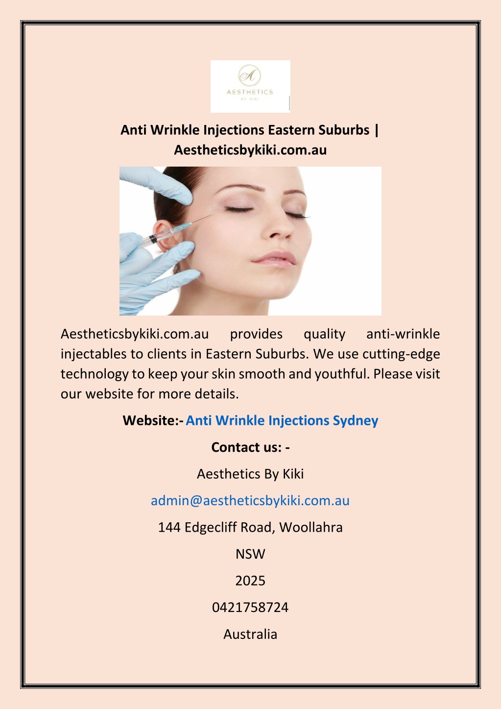 PPT - Anti Wrinkle Injections Sydney | Aestheticsbykiki.com.au ...