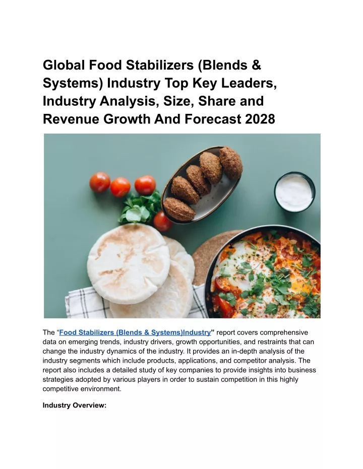 PPT - Global Food Stabilizers (Blends & Systems) Industry Top Key ...