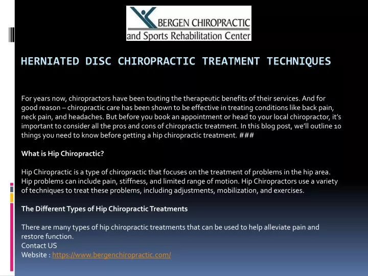 PPT Herniated Disc Chiropractic Treatment Techniques PowerPoint