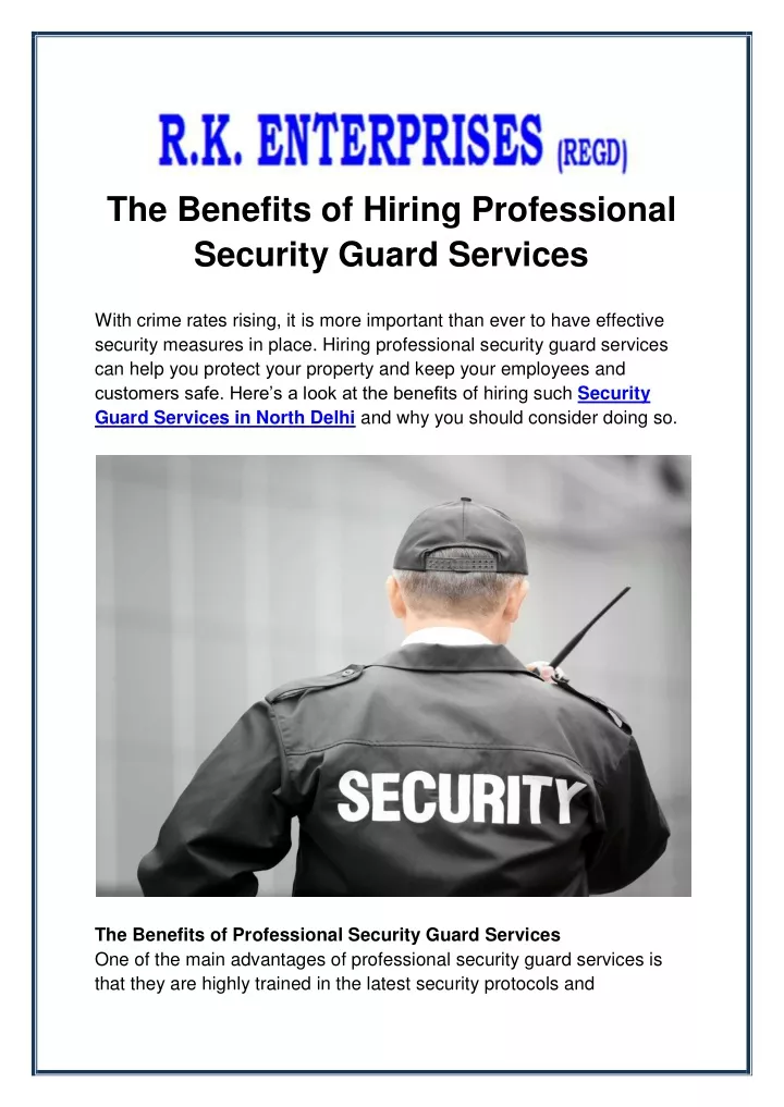 PPT - The Benefits Of Hiring Professional Security Guard Services ...